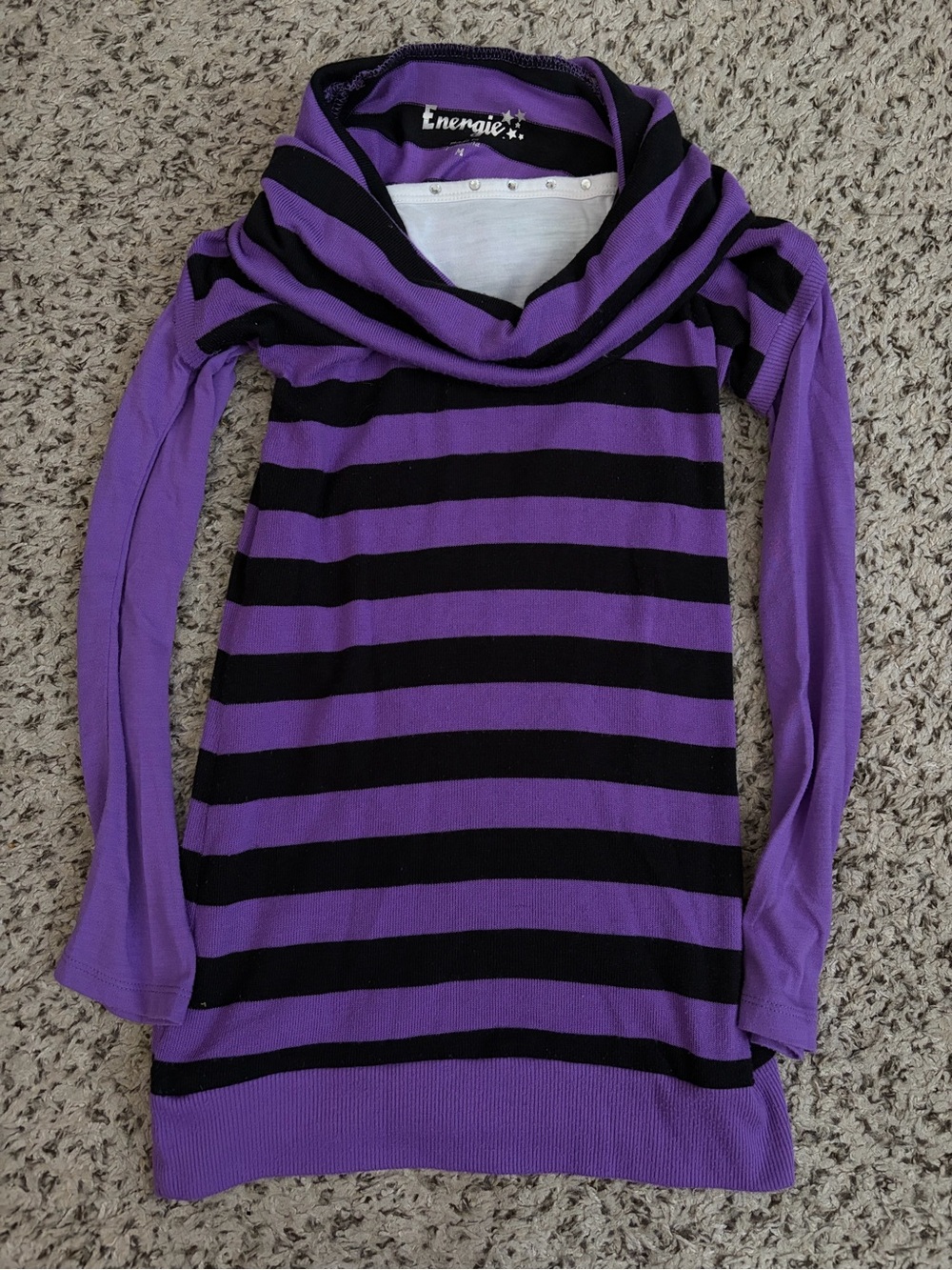 Rare Y2k Energie Purple & Black Striped Sweater